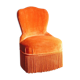 Fauteuil crapaud velour et franges orange