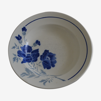 hollow plate, blue with Badonvillers flowers