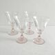4 verres à vin pied rose en verre bullé vintage
