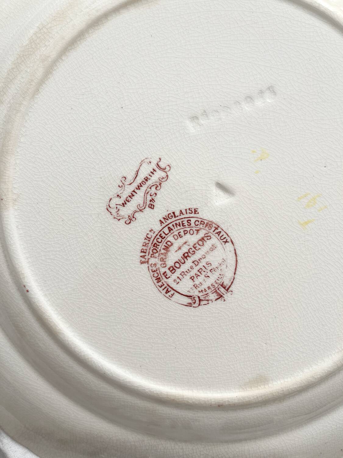 2 polychrome ironstone dinner plates "Wentworth" by Emile Bourgeois