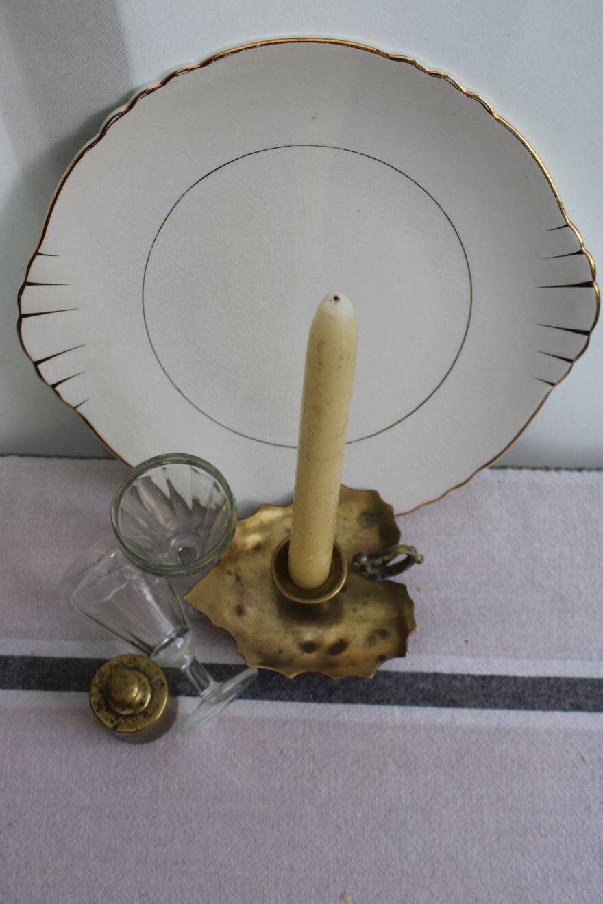 Gold-plated brass candle holder