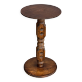 1930s carved wooden side table - oak and pine