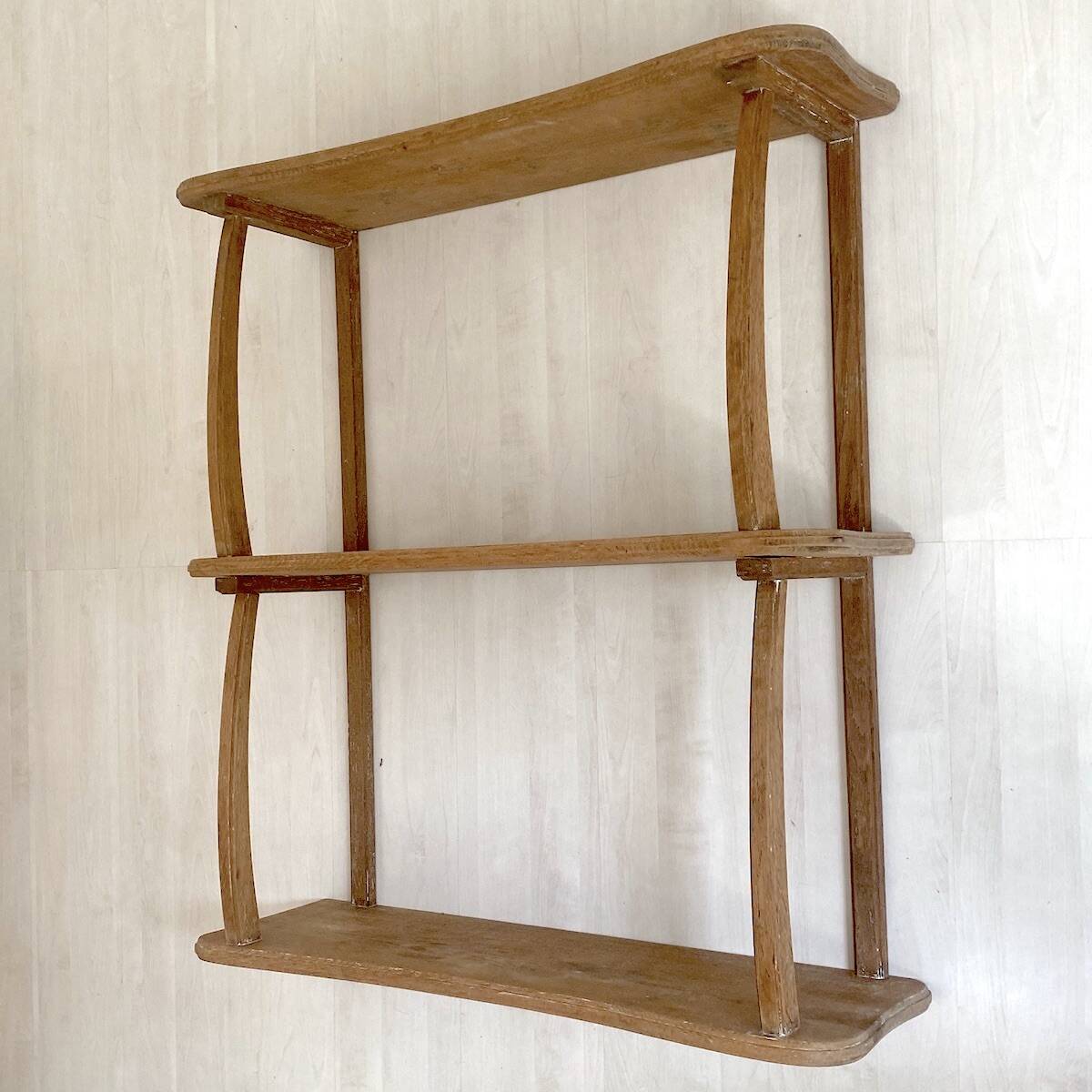Vintage 1950s solid wood wall shelf