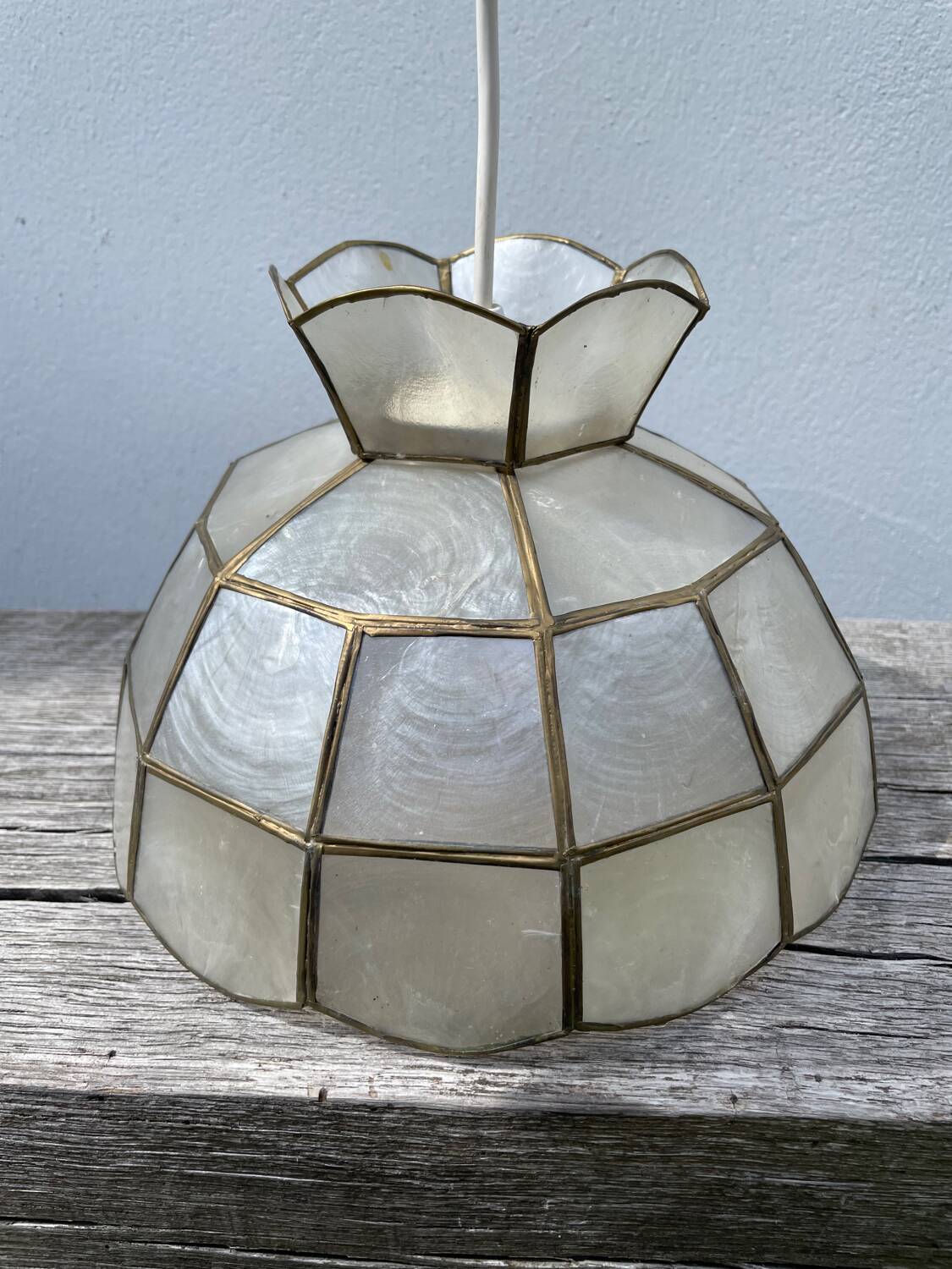 Mother-of-pearl and brass pendant light