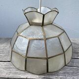 Mother-of-pearl and brass pendant light