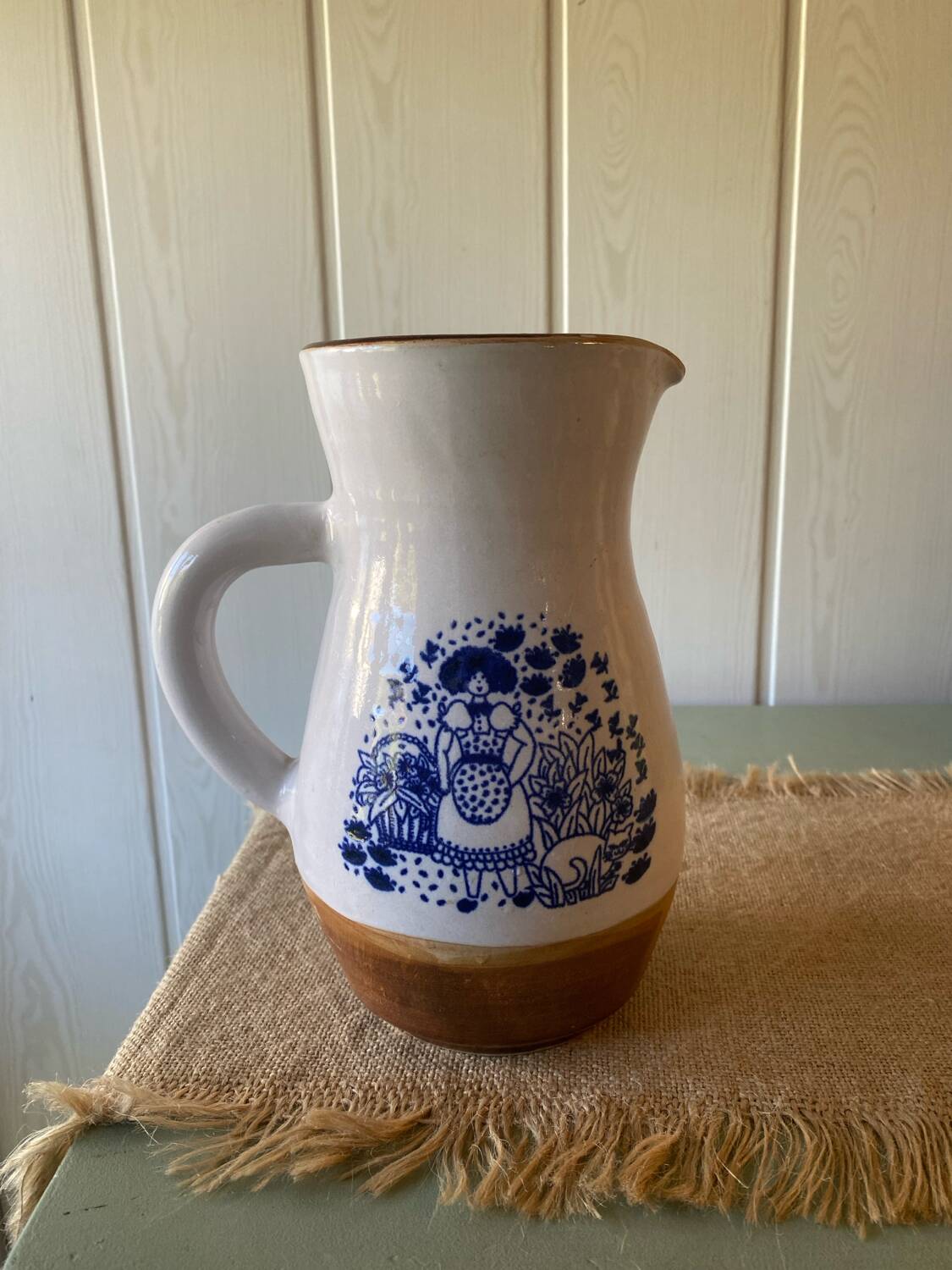 Vintage pottery carafe, La Colombe