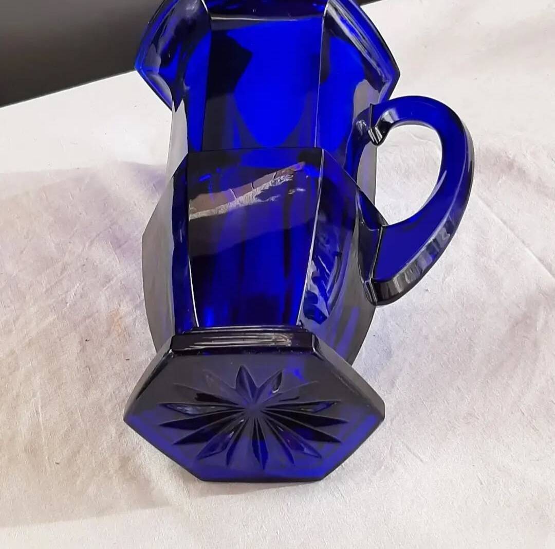 Blue glass carafe from Bristol