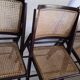 Trio de chaises pliantes en bois & cannage vintage années 60