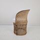 Boho Chic Rattan Barrel Chair with Custom Outdoor Cushion 1970's