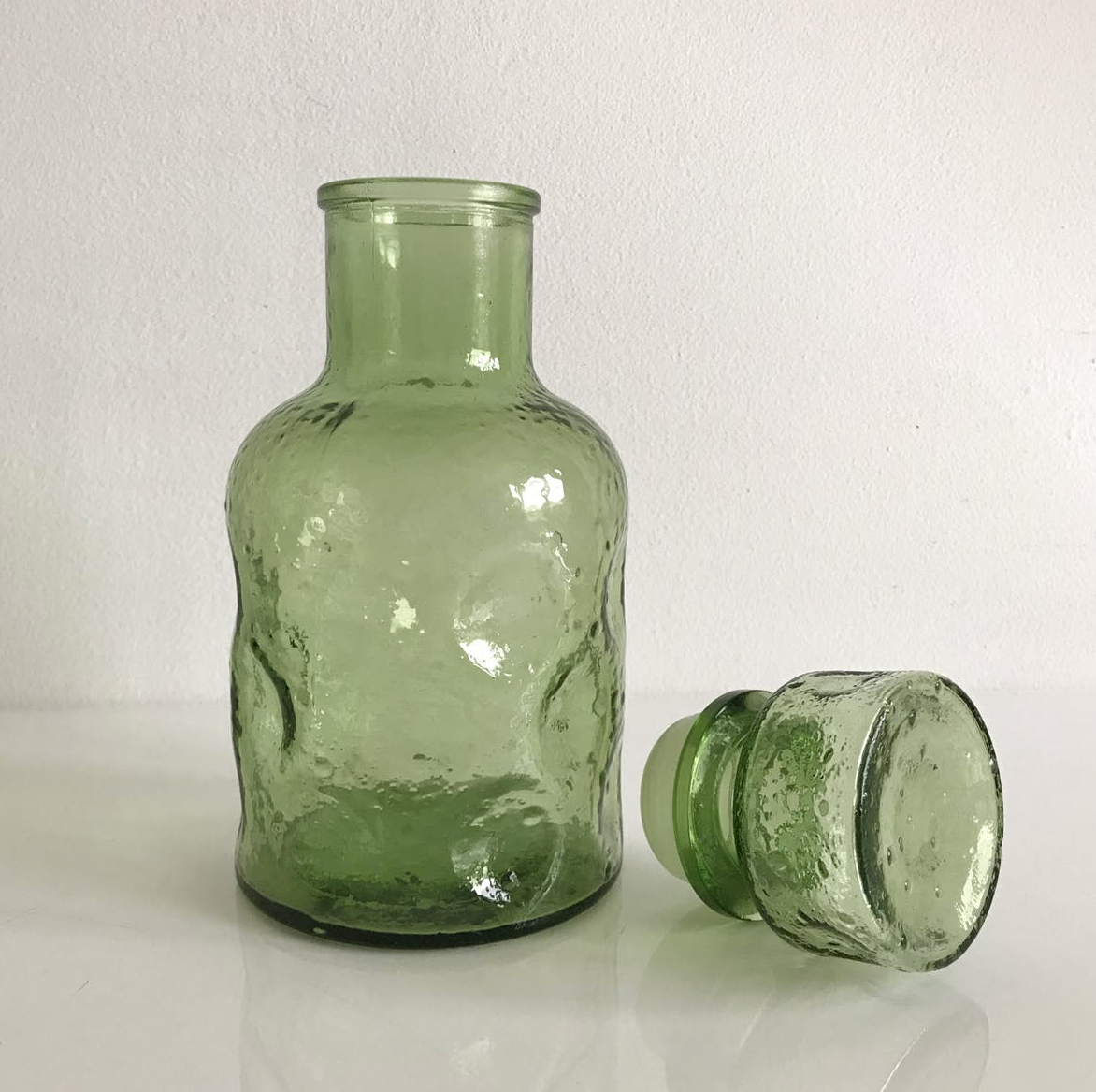 Bottle green carafe glass big Cap