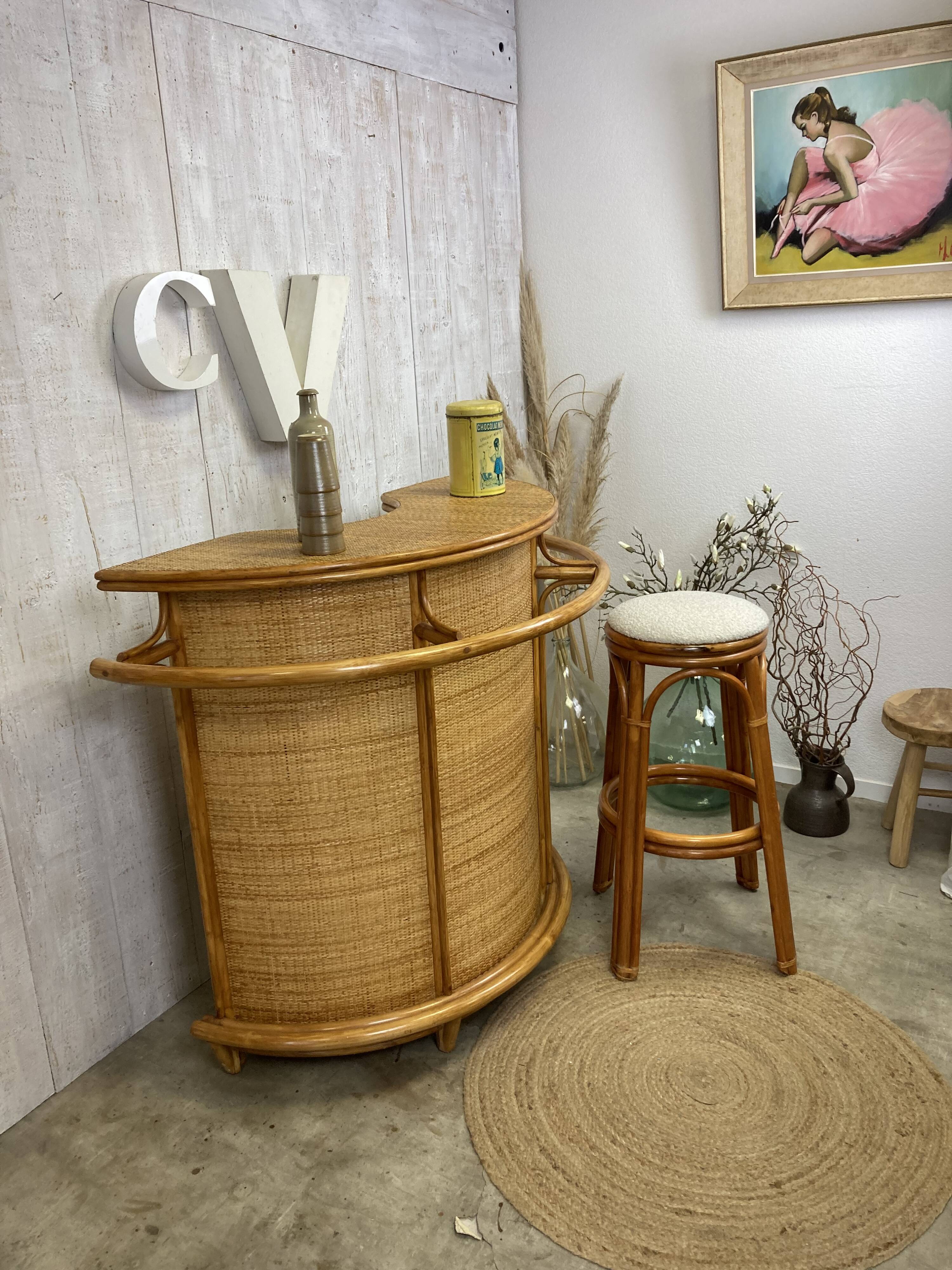 Bar en rotin vintage
