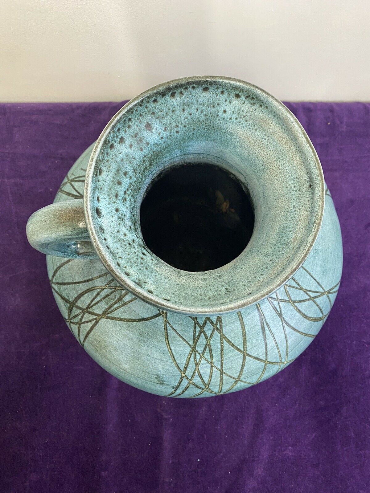 Vintage handle vase blue jeans Austruy Despinasse