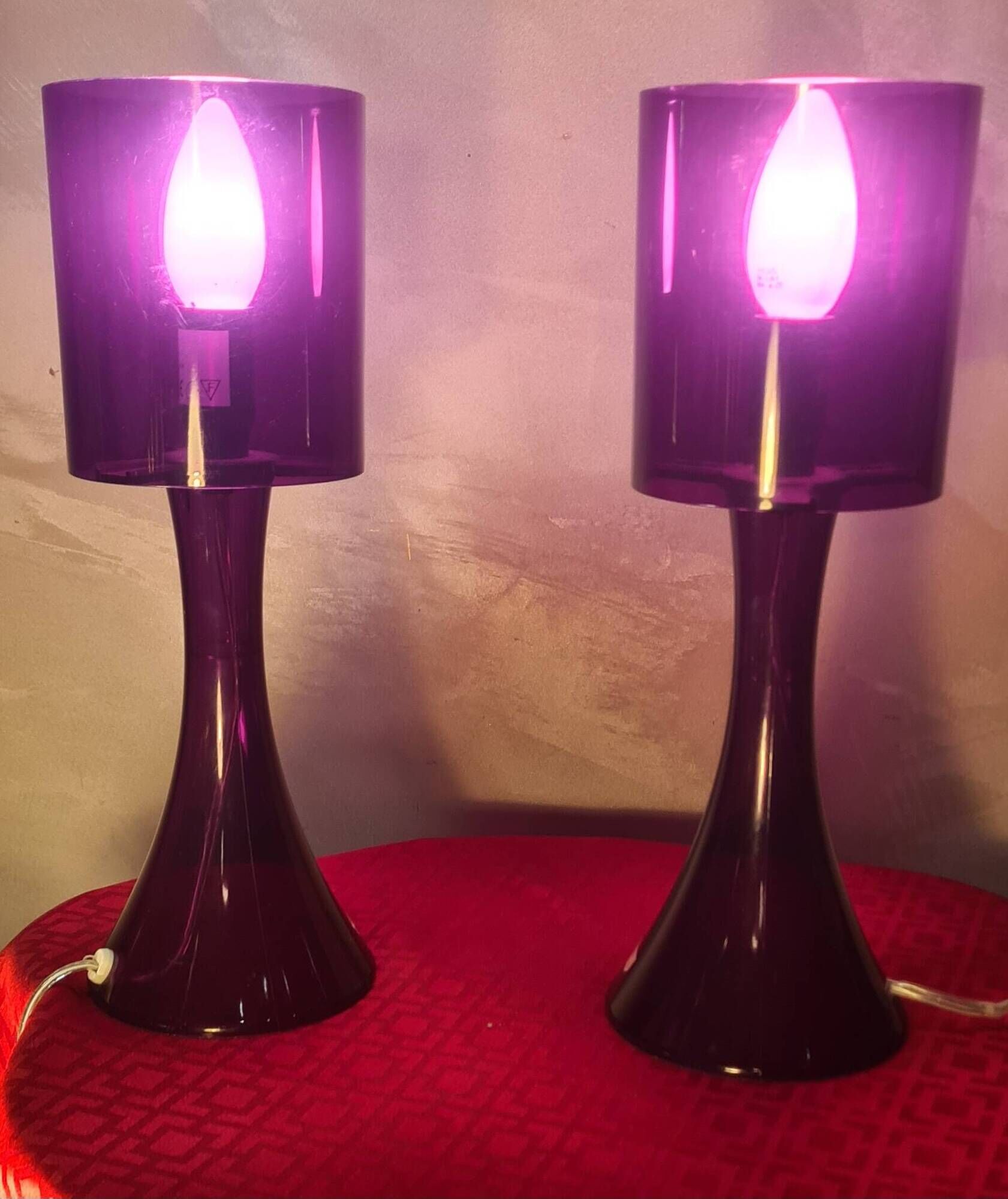 Pair of Vintage Incidence 70s Plexiglas Mood Lamps Height