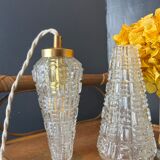 Lampe baladeuse ou suspension tulipe ancienne en verre moulé circa 70