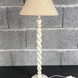 White turned wood lamp