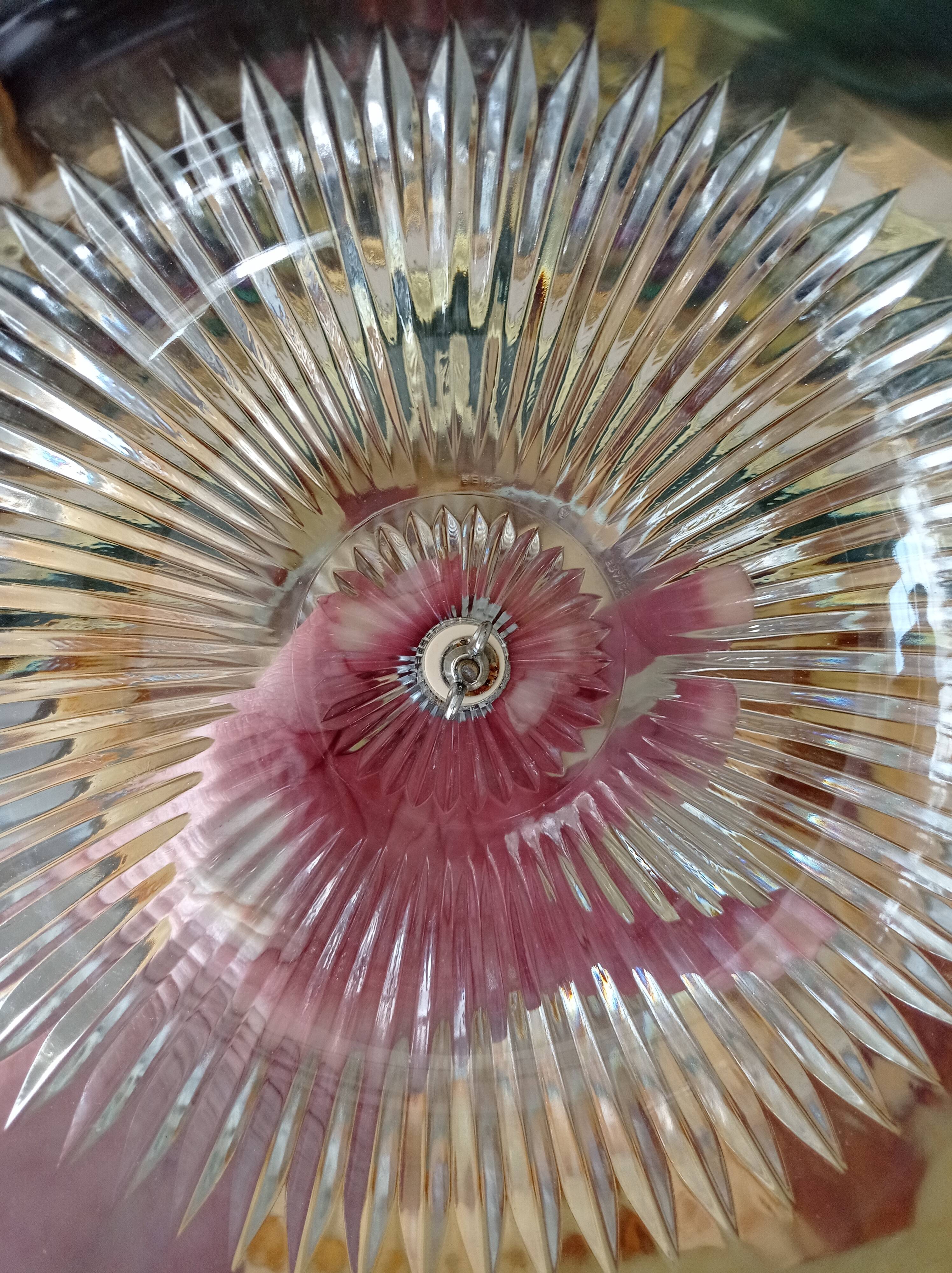 Vintage VMC Reims plat à gâteau et cloche en verre taillé