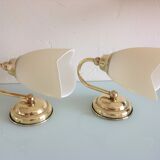 Pair of brass and opaline opaline sconces in art deco style granite