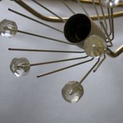 Elliptical brass and glass 10-arm chandelier, 1950s