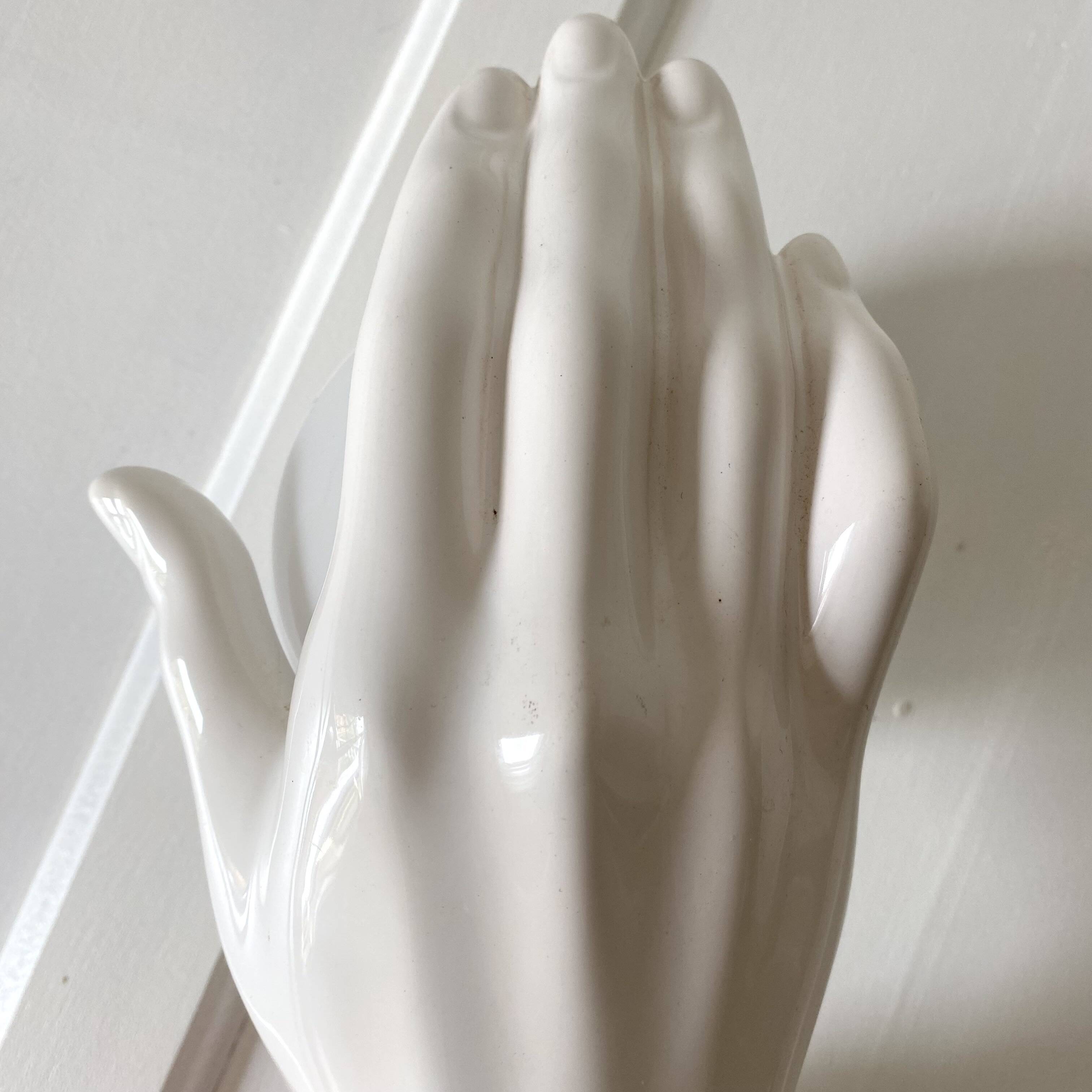 Ceramic and opaline women's hand wall light, 1970s
