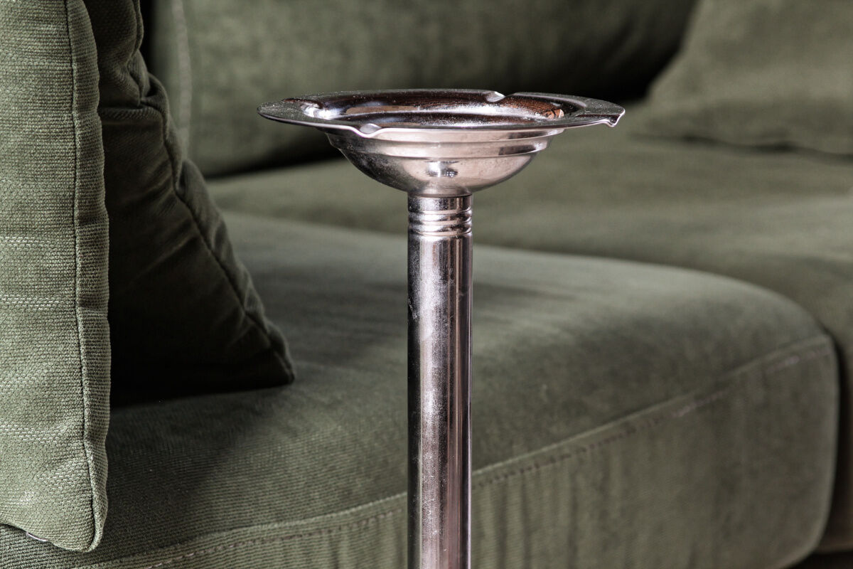 Standing ashtray, stainless steel 1970s, Culbuto