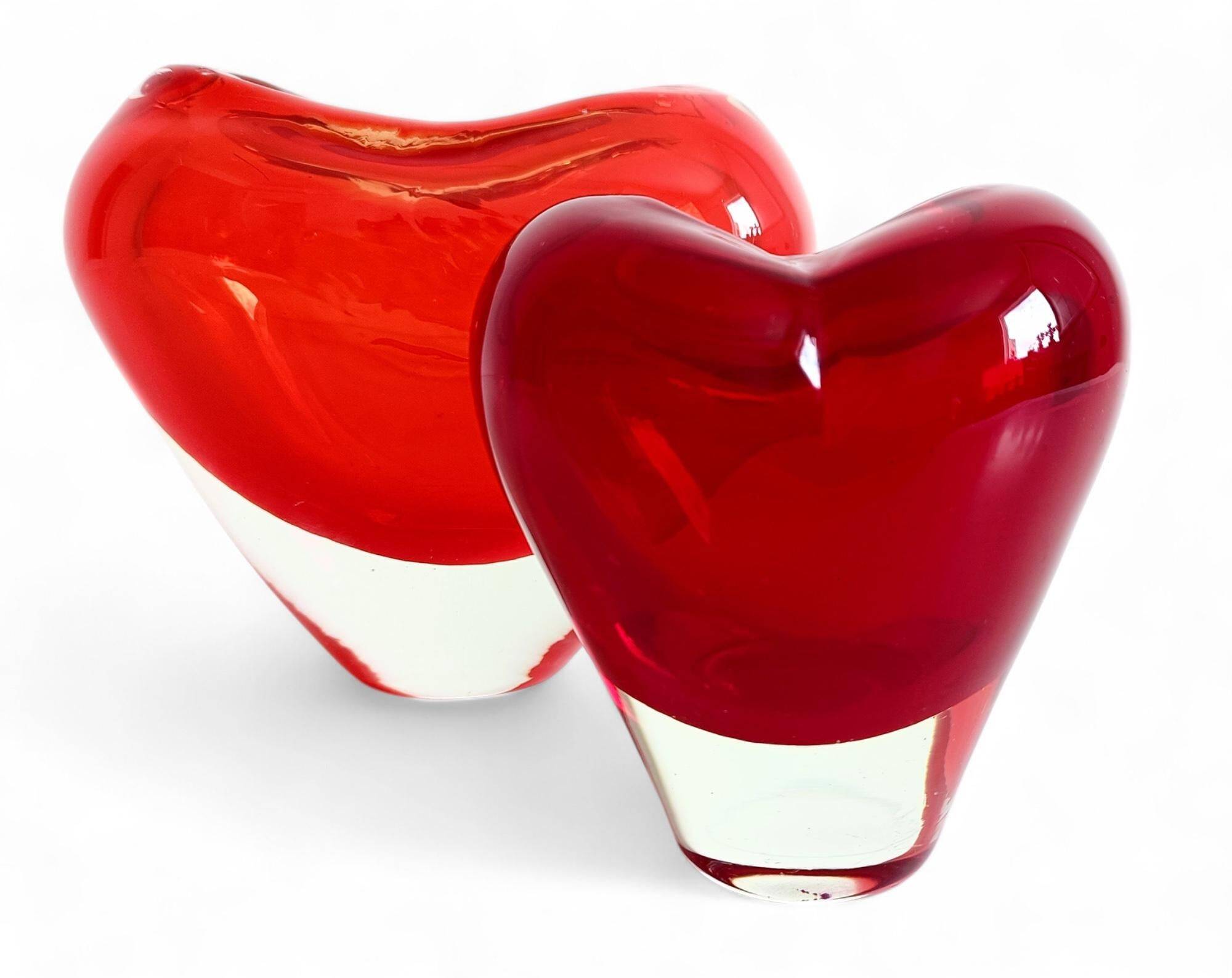 Post-Modern Murano Glass Heart Vases by Maria Christina Hamel, 1990s