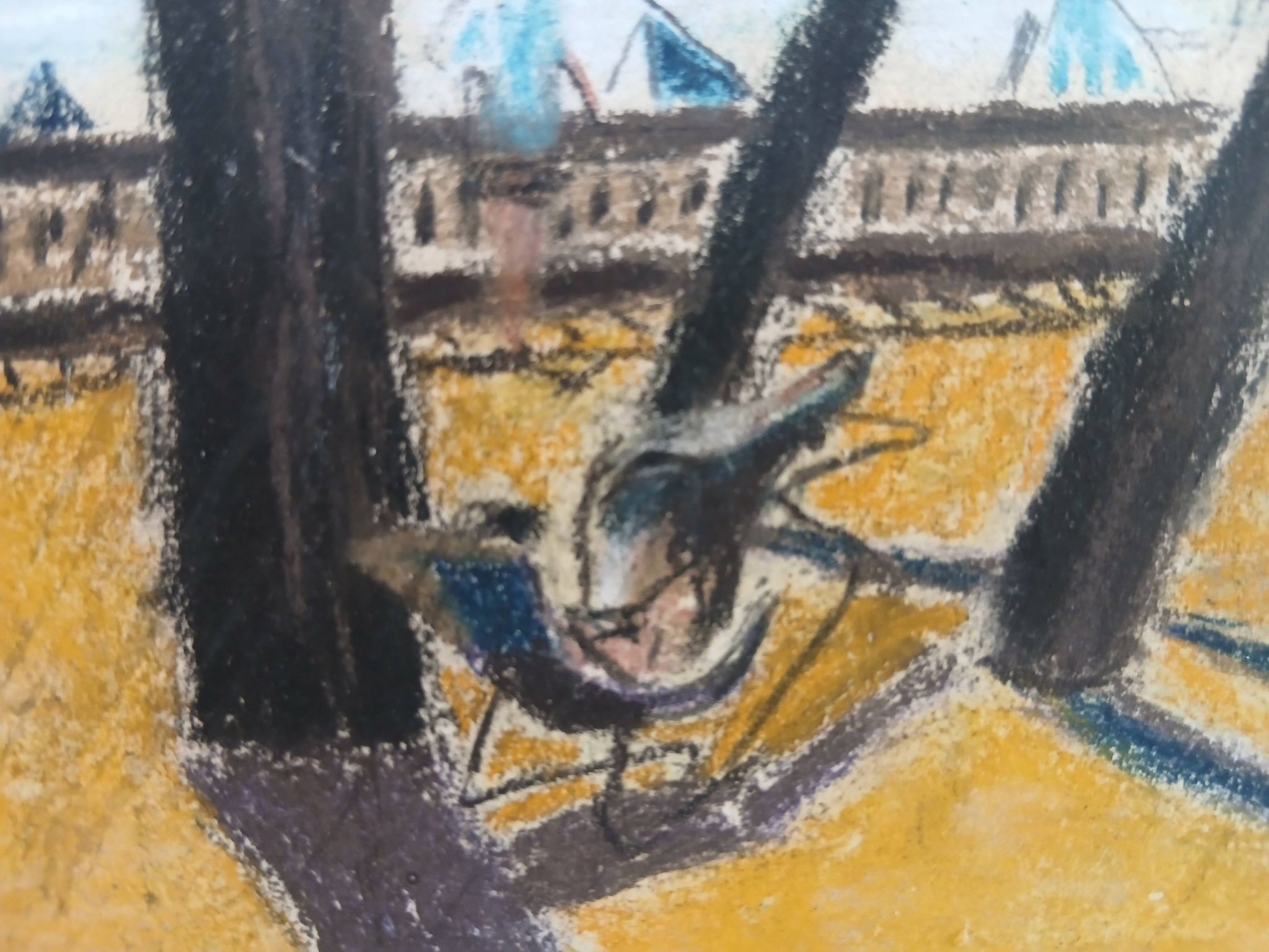 Peinture vintage scène balnéaire
