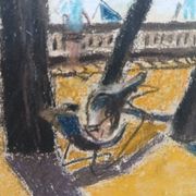 Peinture vintage scène balnéaire