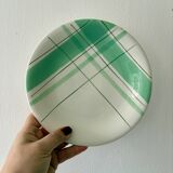 Set of 7 vintage dessert plates, Montréal green model by Salins.