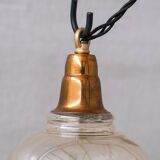 Smoked Mid-century Brass and Glass Bell Pendant (5 available)