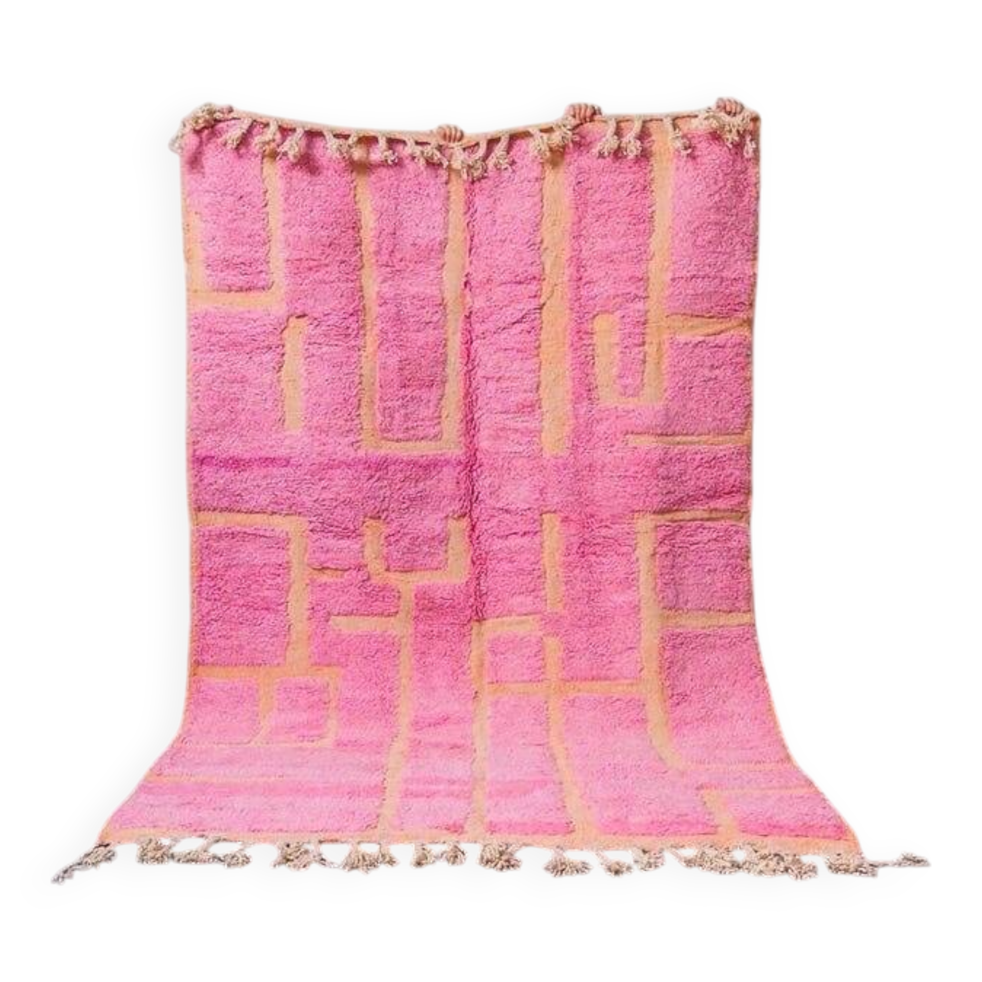 Traditional handmade Berber rug in pink, size 150 x 260 cm.