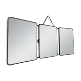 Vintage 1950s beveled duck barber triptych mirror - 24 x 58 cm