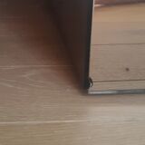 Coffee table in walnut magnifying glass forming bar by Paul Michel
