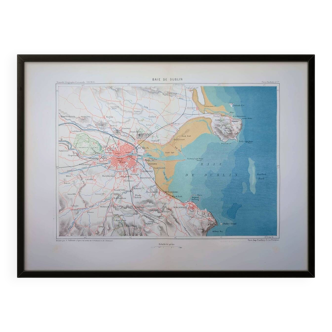 La Baie de Dublin, carte originale imprimée en 1879.