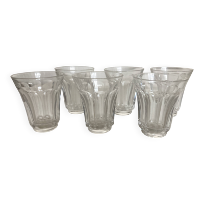 Set de 6 verres shot tulipe à côtes plates néo classique 1950