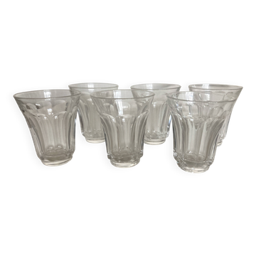 Set de 6 verres shot tulipe à côtes plates néo classique 1950