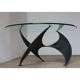 Table basse vintage "Hélice" en acier et verre, 1970
