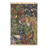 Painted canvas depicting animals on a floral background. Contemporary.