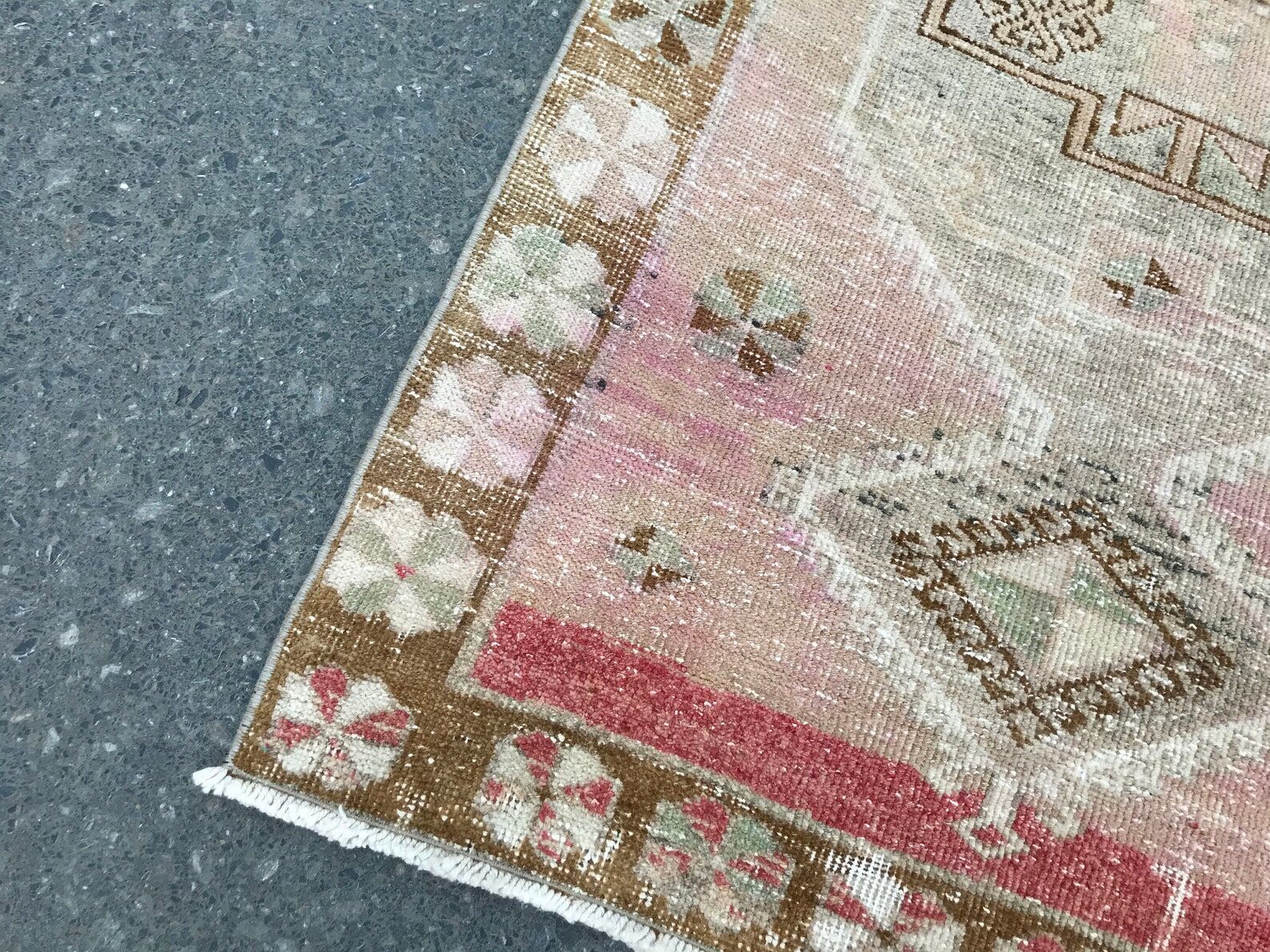 Handmade Distressed Oushak Runner Rug