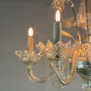Venetian chandelier in colorless murano glass, 6 arms of light circa 1950