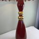 Grande lampe vintage en céramique rouge signée Drimmer – abat-jour pl