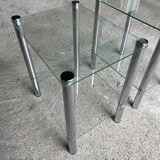 2 vintage 1980 rectangular sofa ends 2 translucent trays round tube