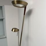 Golden metal floor lamp with reading light