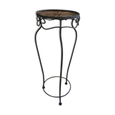 Tripod side table in rattan and iron