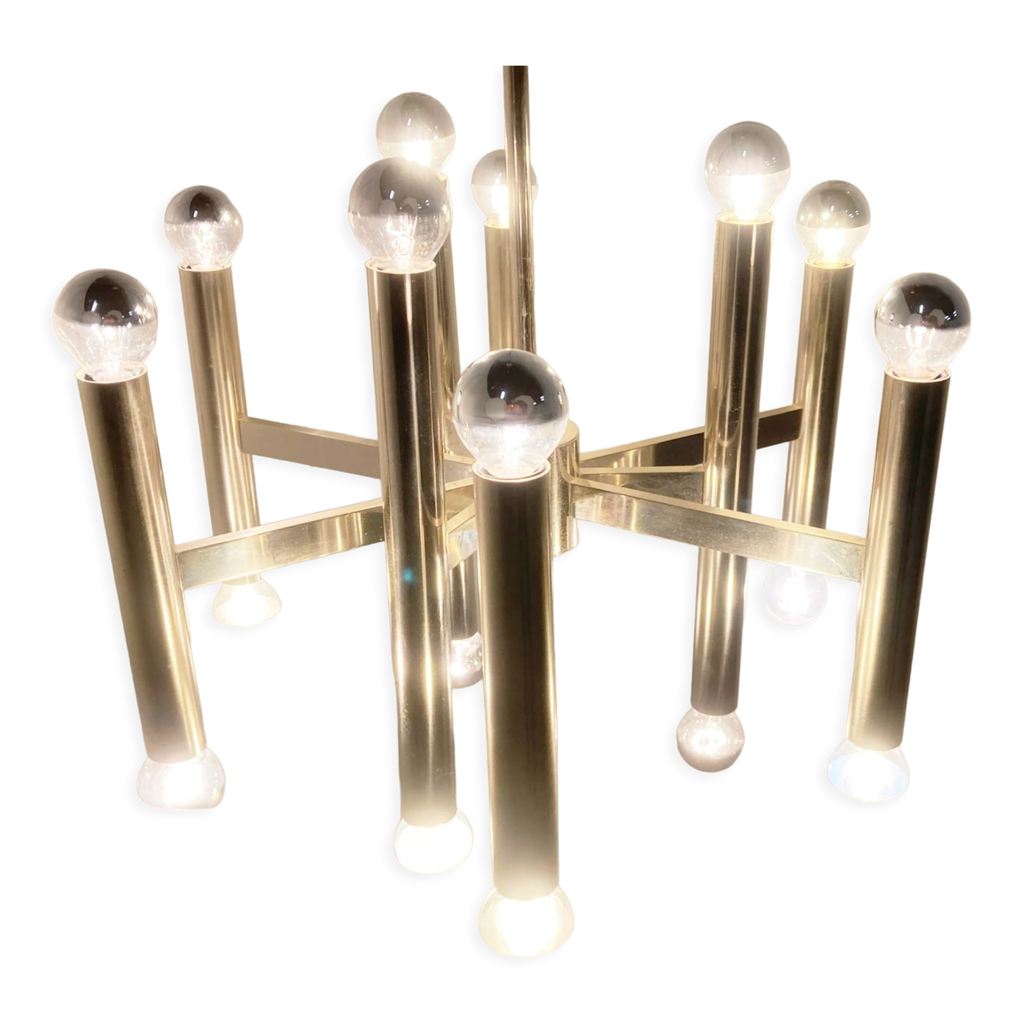 Vintage Sciolari candle chandelier made from chrome, 1970s