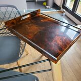 Vintage lucite tray by Mercier, tortoiseshell spirit