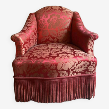 Armchair Napoleon III red satin