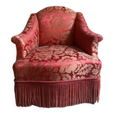 Fauteuil Napoléon III satin rouge