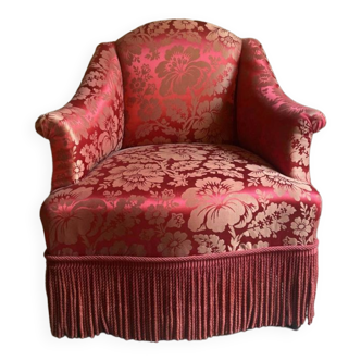 Armchair Napoleon III red satin