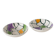 Pair of ceramic ramekins, abstract patterns in yellow, purple and green, Pornic model, 1960.