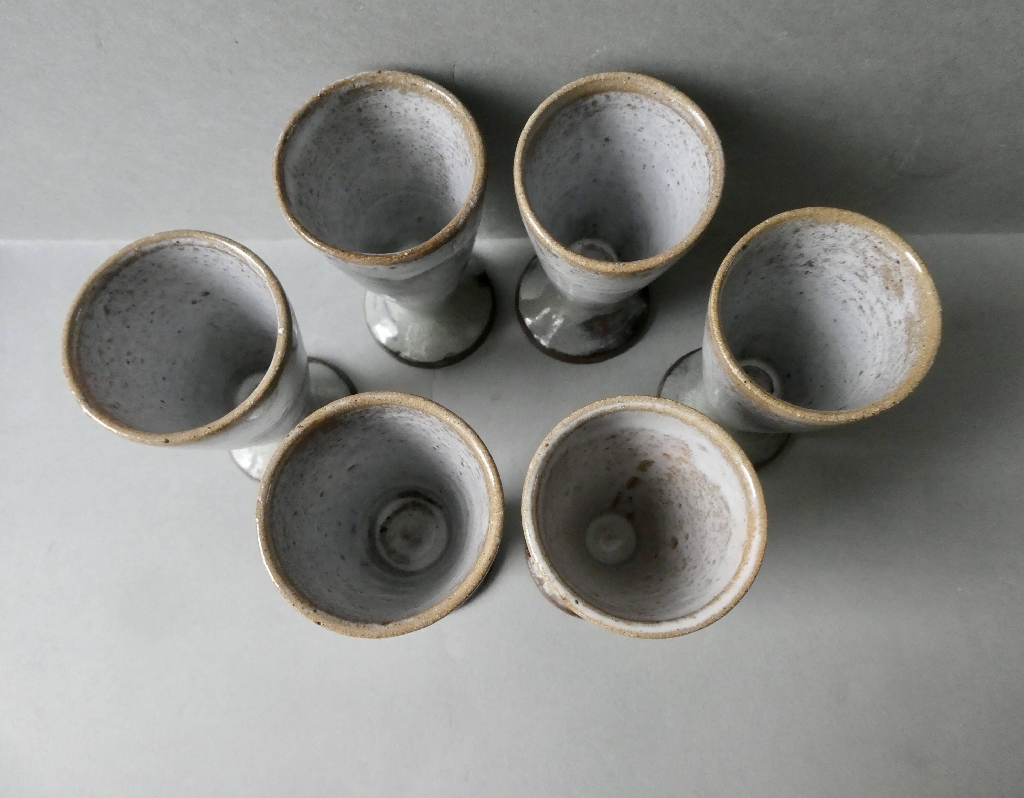 6 stoneware mazagrans signed VN